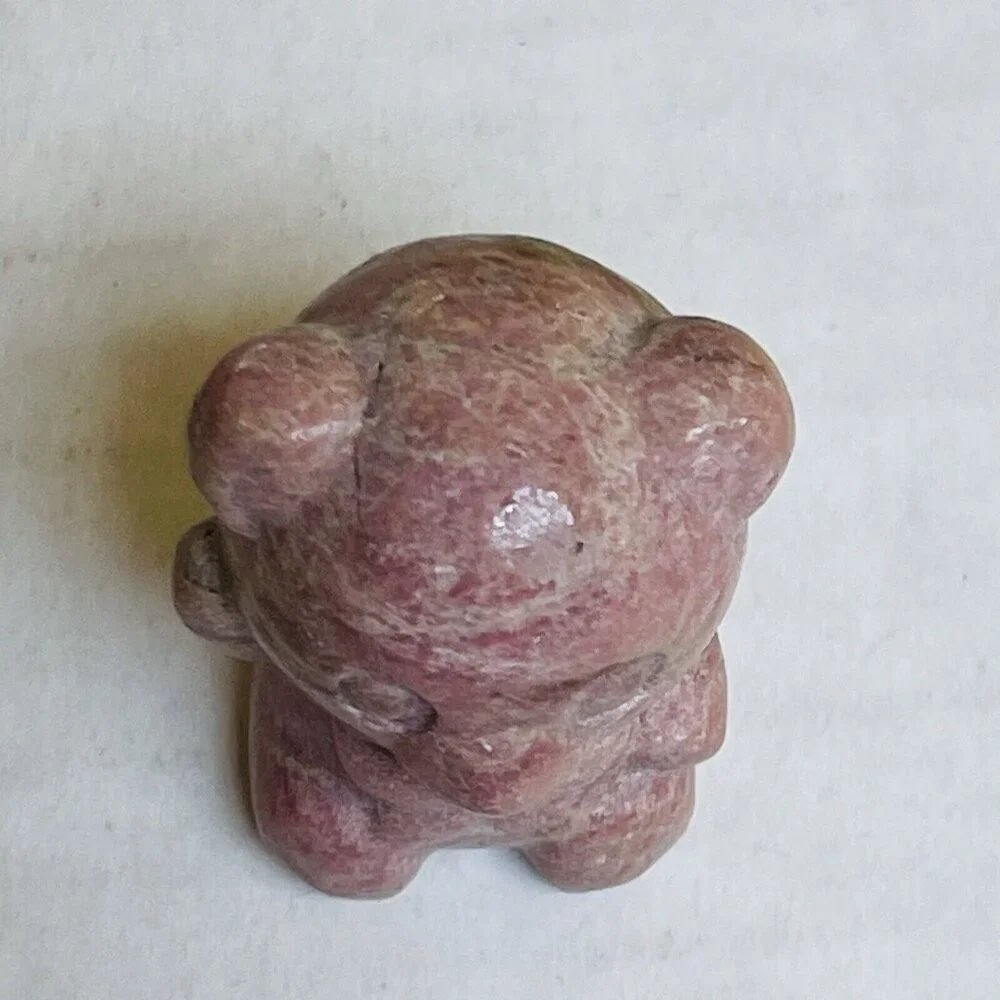 Pink Crystal Carved Bear Mini Figure Figurine